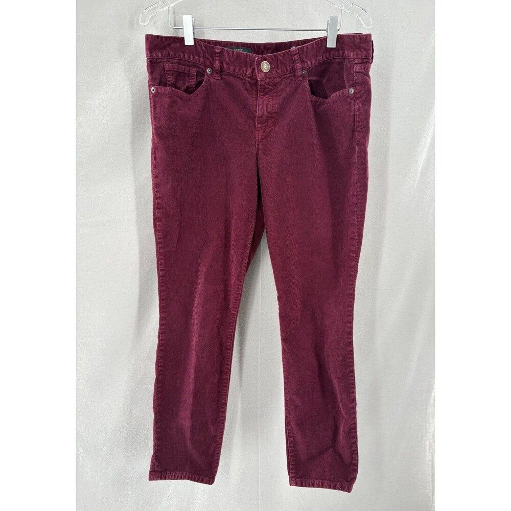 J.Crew 32 Toothpick Ankle Corduroy Pants Womens Cotton Blend Mid Rise Wine